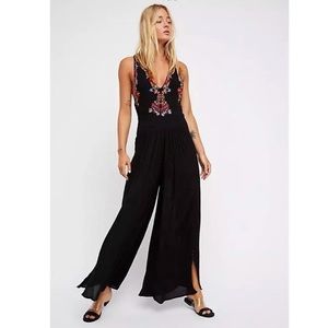Free People Amalfi Embroidered Jumpsuit Black (0)